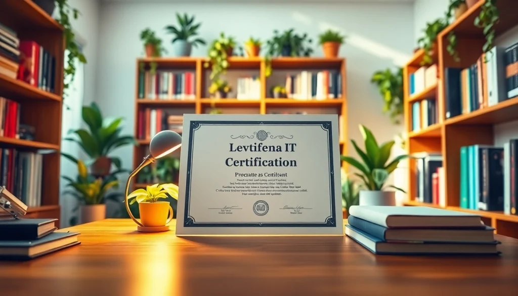 Display of IT certifications without studying on a desk, highlighting the importance of professional growth.