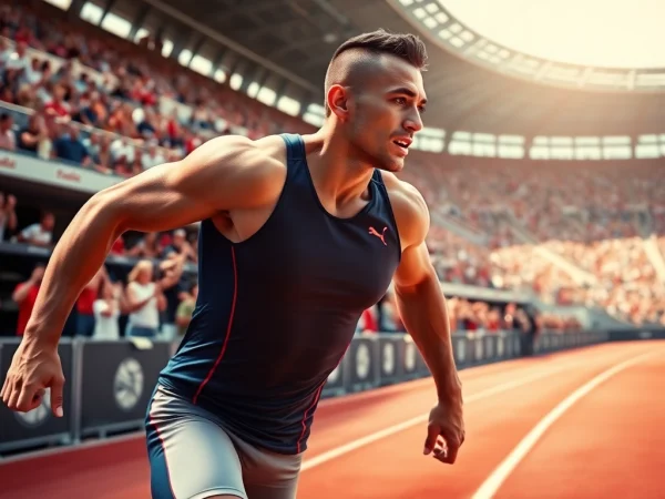 Sportler im Einsatz mit phantom athletics Ausrüstung auf einer lebendigen Sportbühne.