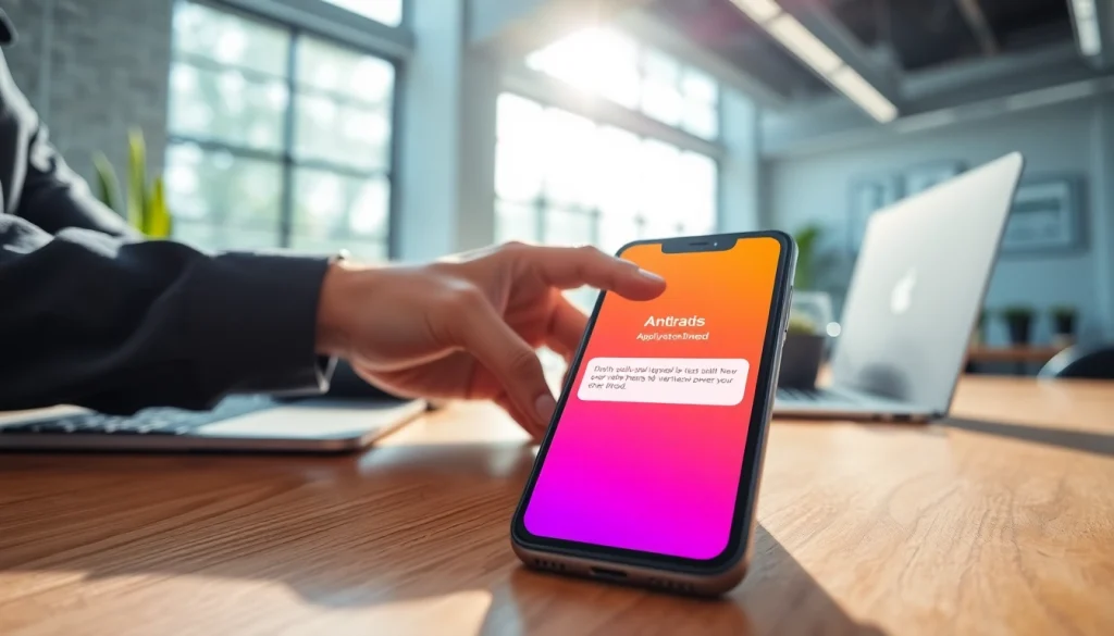 Zainstaluj Android aktualizacja na nowoczesnym smartfonie w biurze.