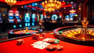 Experience thrilling gameplay at MM88 with vibrantly colored poker chips and an exciting casino atmosphere.