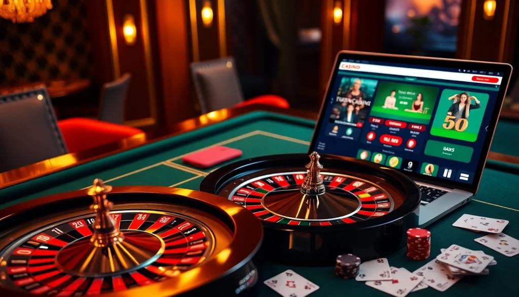 Interagir avec le casino en ligne Français à travers une interface de jeu en ligne passionnante comprenant de la roulette et des jetons de poker.