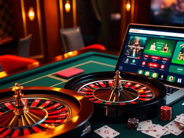 Interagir avec le casino en ligne Français à travers une interface de jeu en ligne passionnante comprenant de la roulette et des jetons de poker.