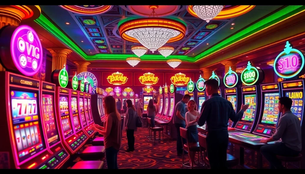 Players enjoying immersive pg slot experiences in a luxurious casino setting