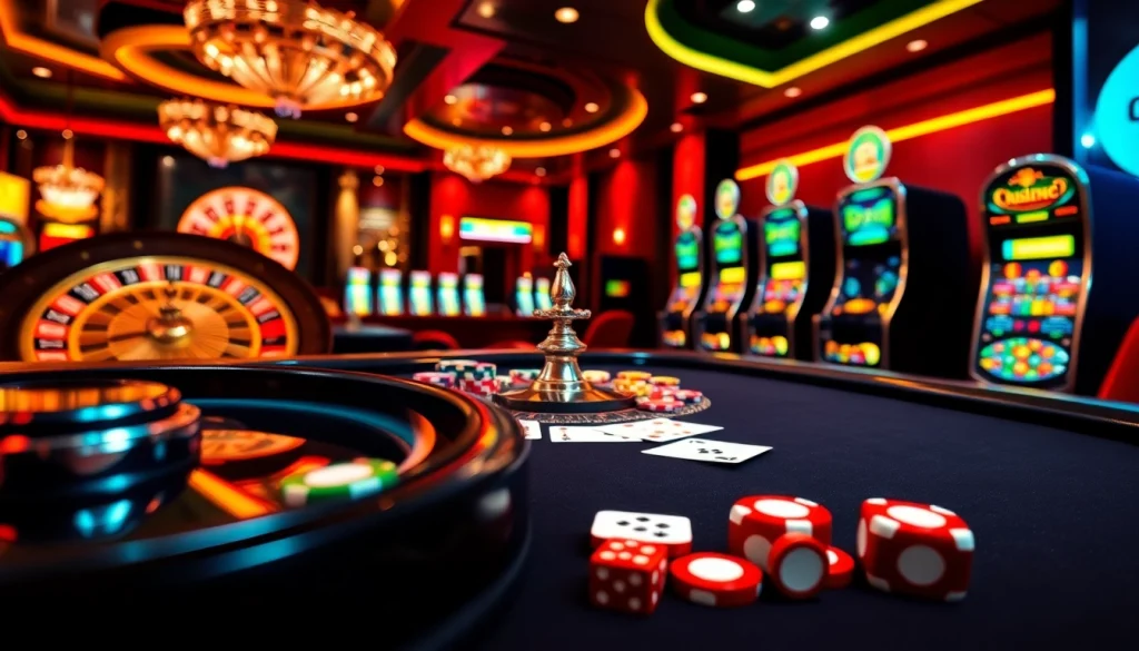 Vivez une expérience de jeu palpitante dans un casino en ligne Français, avec des machines à sous vibrantes et des jetons de poker brillants.