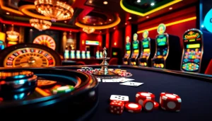 Vivez une expérience de jeu palpitante dans un casino en ligne Français, avec des machines à sous vibrantes et des jetons de poker brillants.