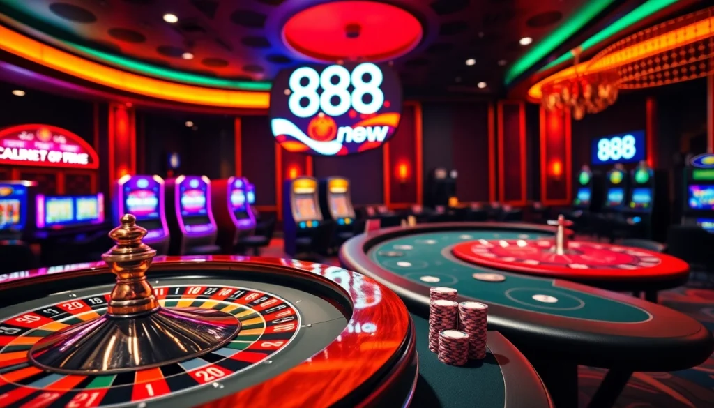Join the excitement at 888new with vibrant slot machines and elegant casino tables.
