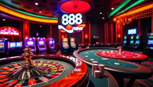 Join the excitement at 888new with vibrant slot machines and elegant casino tables.