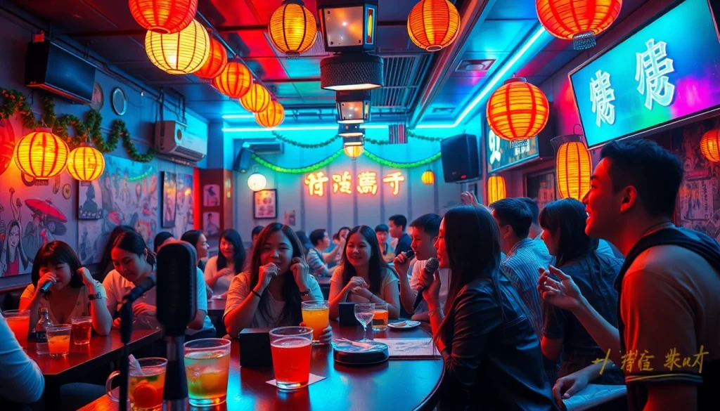 활기찬 제주도유흥 장면, 노래방 분위기와 생기 넘치는 손님들이 특징입니다.