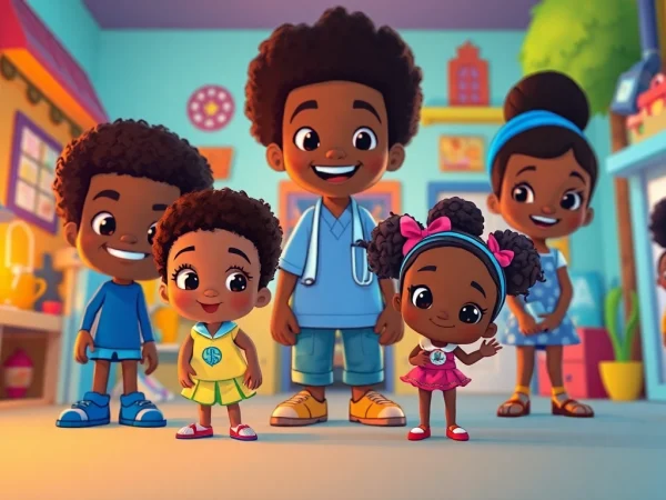 Discover iconic African American cartoons characters in a vibrant scene celebrating diversity and creativity.