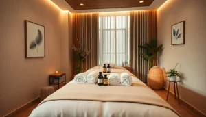 평화로운 분위기와 자연 장식이 어우러진 편안한 인천마사지 치료실.