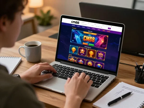 Exploring the vibrant games on cm88 homepage during online gaming session with strategic notes