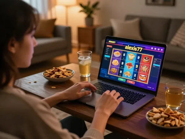 Player exploring exciting games on alexis77 online casino platform from home.