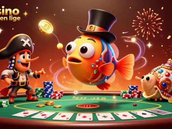 Scène captivante de casino fiable en ligne mettant en vedette un charmant poisson-lanterne, une crevette pirate et un escargot en pierre précieuse.