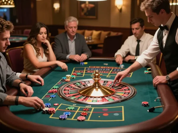 Engaging gameplay at a roulette table showcasing diverse pan dulce varieties in a vibrant casino.