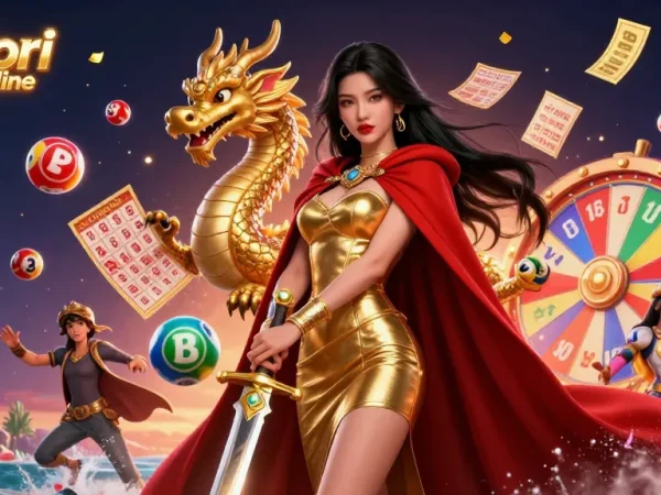 Vivi l'emozione dei migliori casino online con una stunning guerriera regina circondata da elementi vivaci del casinò.