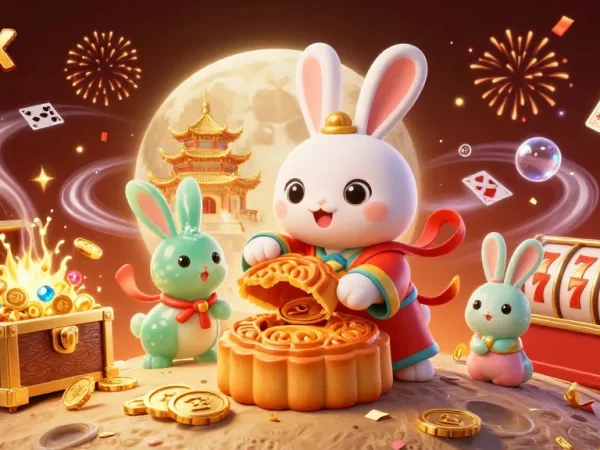 Experience the thrill of 99OK with a vibrant moon-themed casino scene featuring riches and games.