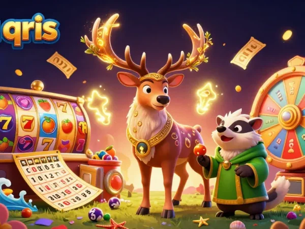 Experience winning thrills with slot qris in an engaging 3D casino illustration full of dynamic game elements.