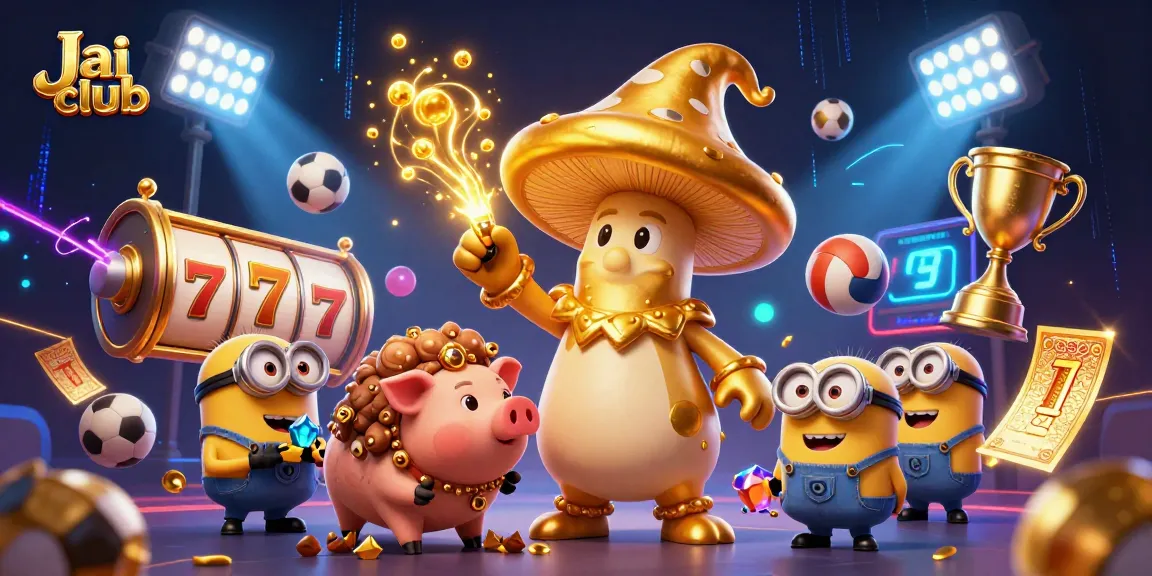 Experience the thrill of Jai club gaming as golden wizard treasures with exciting slot reels and dynamic sports elements.