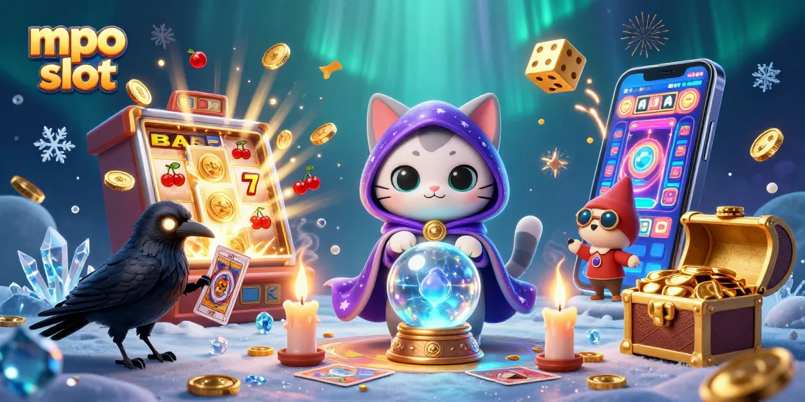 Engage with mpo slot as the mystic cat unveils jackpot thrills in a vibrant casino scene.
