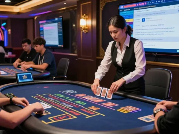 Engaged players enjoying live dealer games at MBM娛樂城's vibrant online casino.