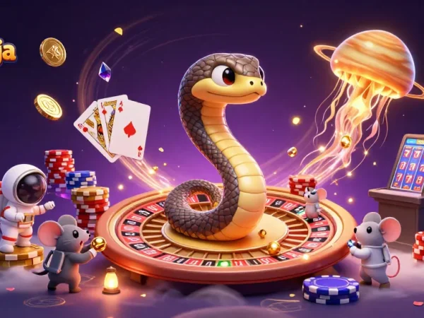 Experience the excitement of slot kamboja with astronaut mice betting on a cosmic roulette scene filled with stunning game elements.