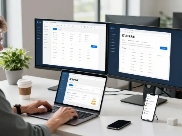 Exploring the features of 纸飞机中文版 in a modern tech workspace during a video call.