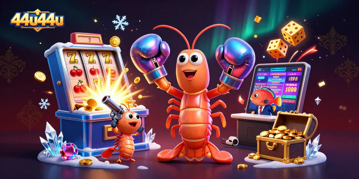 44u44u anima uma cena vibrante com camarão mantis lutador e jackpots em explosão.