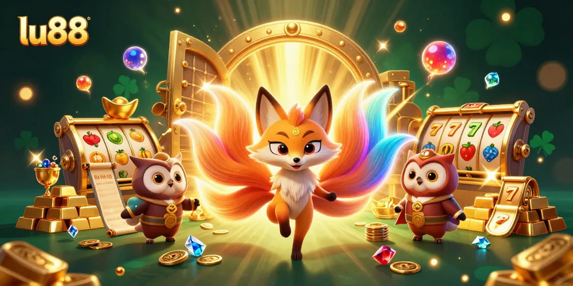 Experience the magic of lu88 with vivid spirit characters amidst a treasure-filled casino scene.