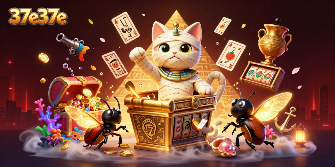 Descubra a emocionante cena do cassino 37e37e com um gato múmia egípcia e tesouros flutuantes.