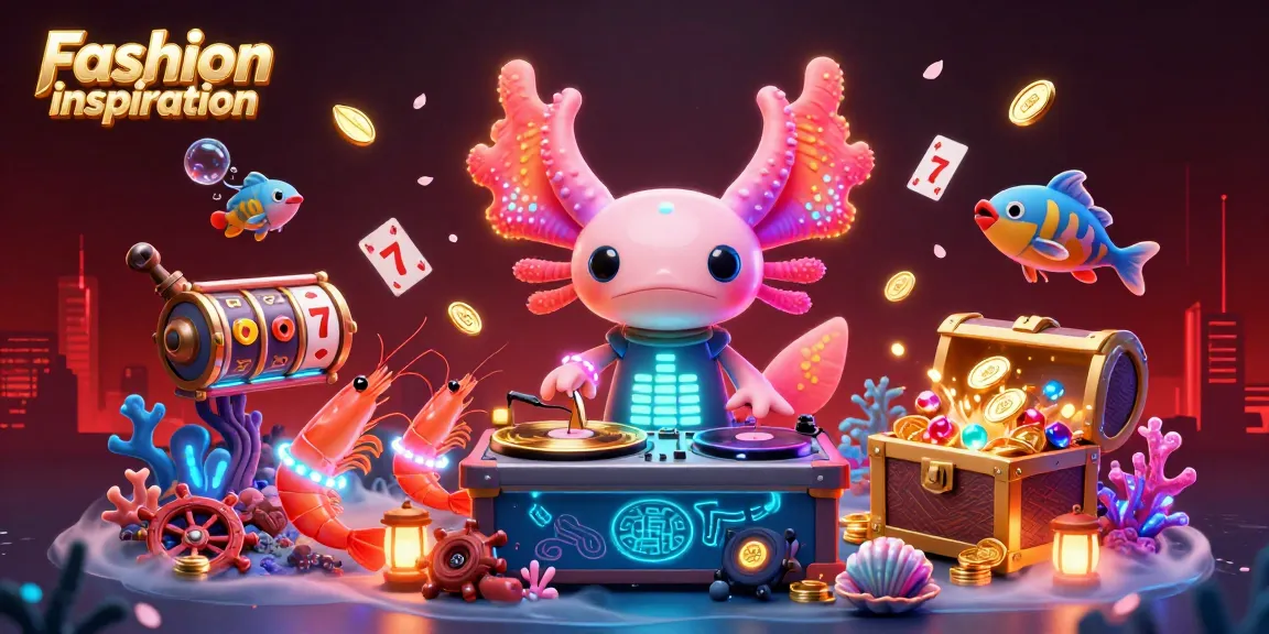Engage in Fashion inspiration with vibrant casino elements like slot reels and golden coins.