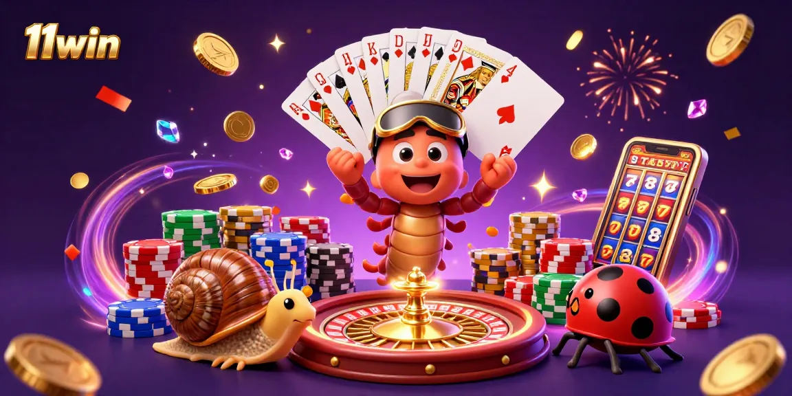 Experience the excitement of 11win with a colorful casino scene featuring a dealer and high-rollers.