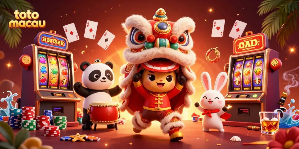 Spin and win with exciting slot machines at toto macau, featuring a vibrant lion dance celebration.